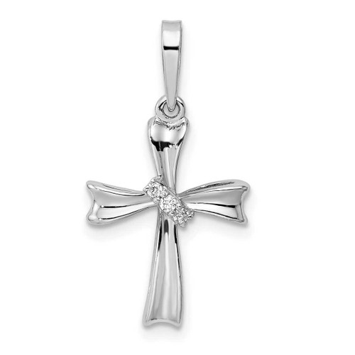Image of Sterling Silver Rhodium-plated CZ Cross Pendant QC11150
