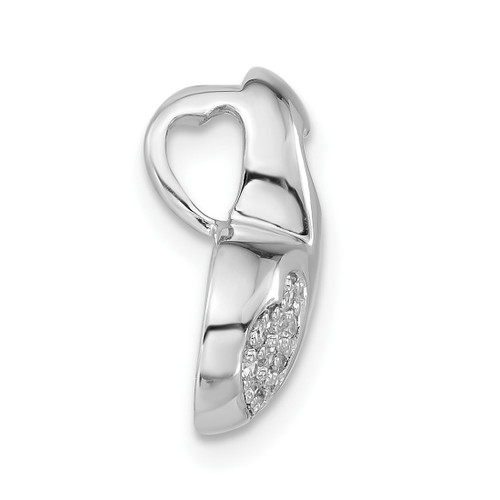 Sterling Silver Rhodium-plated CZ Heart Slide Pendant QC7455