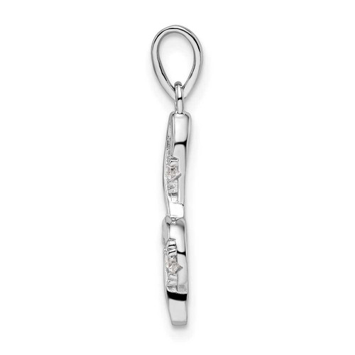 Image of Sterling Silver Rhodium-plated CZ Treble Clef Pendant QP5520