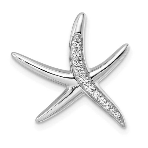 Image of Sterling Silver Rhodium-plated CZ Starfish Slide Pendant QP5543