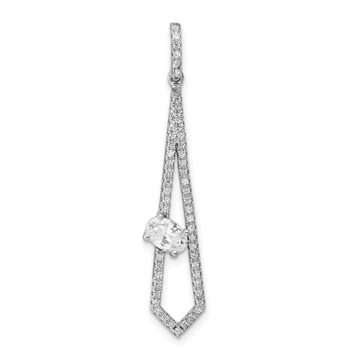 Sterling Silver Rhodium-plated Polished Fancy CZ Pendant QP5458