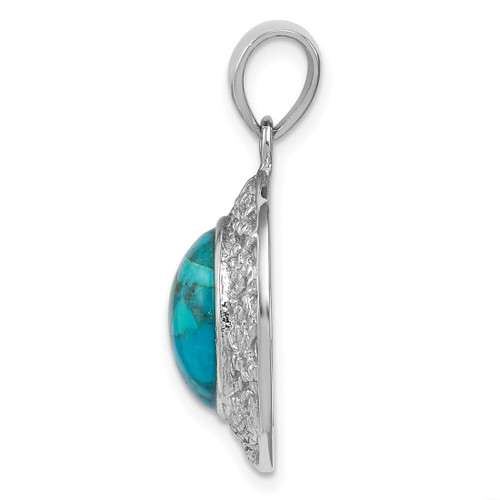 Sterling Silver Rhodium-plated w/Simulated Turquoise Pendant QP4504