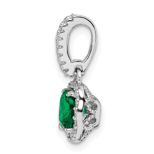 Sterling Silver Rhodium-plated Green & White CZ Slide Pendant QP5187