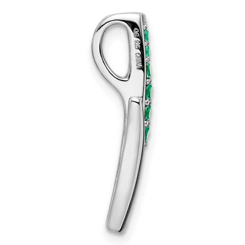 Image of Sterling Silver Rhodium-plated Green & White CZ Slide Pendant QP5644