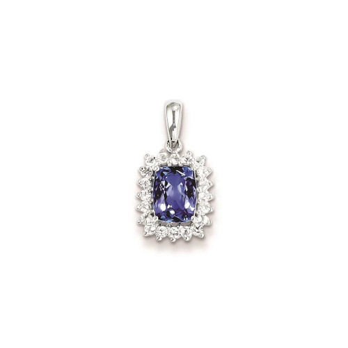 Image of Sterling Silver Rhodium-plated White Topaz & Tanzanite Pendant QP3002TZ