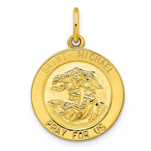 Image of Sterling Silver Gold-tone Polished Solid Saint Michael Medal Pendant QC11203