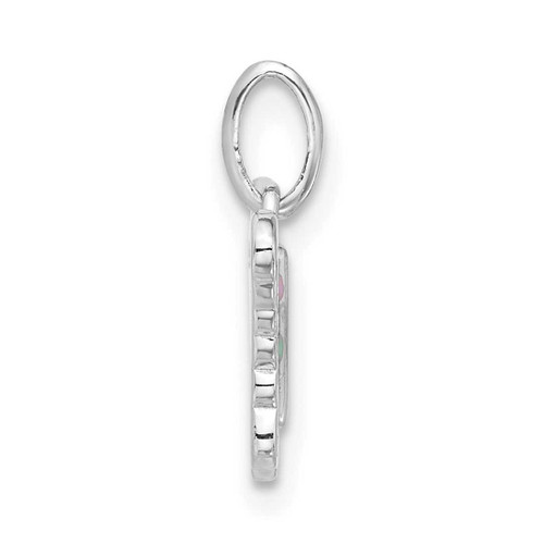 Image of Sterling Silver Rhodium-plated Childrens Large Enamel Butterfly Pendant QP5841