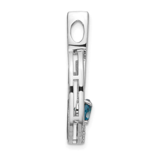 Image of Sterling Silver Rhodium-plated London Blue Topaz and CZ Chain Slide Pendant QP5873BT