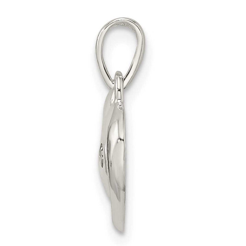 Image of Sterling Silver Polished Crystal Heart Pendant
