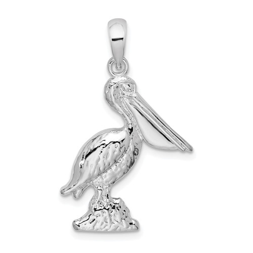 Sterling Silver Large 3D Standing Pelican Pendant