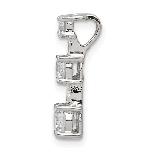 Image of Sterling Silver Rhodium-plated 3-stone CZ Pendant