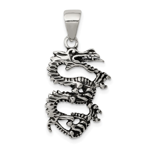 Sterling Silver Antiqued & Textured Dragon Pendant