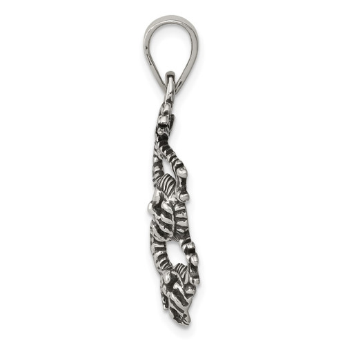 Sterling Silver Antiqued & Textured Dragon Pendant