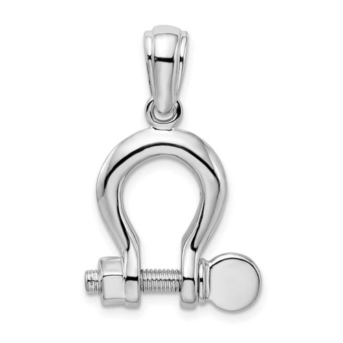Image of Sterling Silver Polished 3D Large Shackle Link Pendant