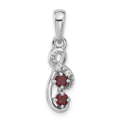 Image of Sterling Silver Rhodium-plated Garnet and CZ Swirl Pendant
