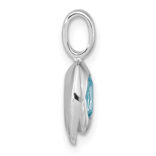 Sterling Silver Rhodium-plated Sky Blue Topaz Oval Pendant
