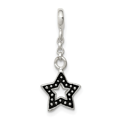 Sterling Silver Enameled Star 1/2in Dangle Enhancer Pendant