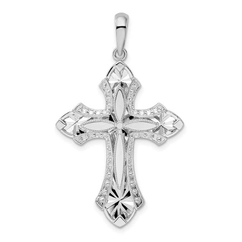 Image of Sterling Silver Fleur de Lis w/Poem on Reverse Cross Pendant