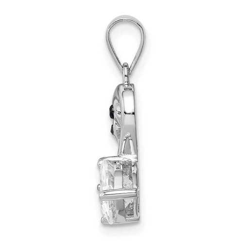 Image of Sterling Silver Rhodium-plated Polished CZ Swan Couple Pendant