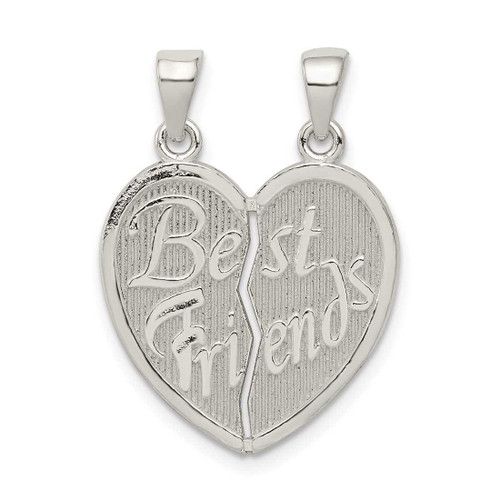 Image of Sterling Silver Polished Best Friends Break Apart Heart Pendant