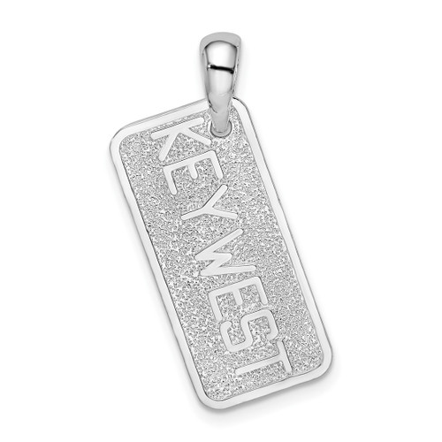 Sterling Silver Polished/Textured Key West License Plate Pendant