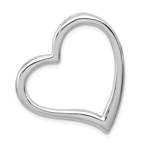 Sterling Silver Rhodium-plated Polished Open Heart Slide Pendant