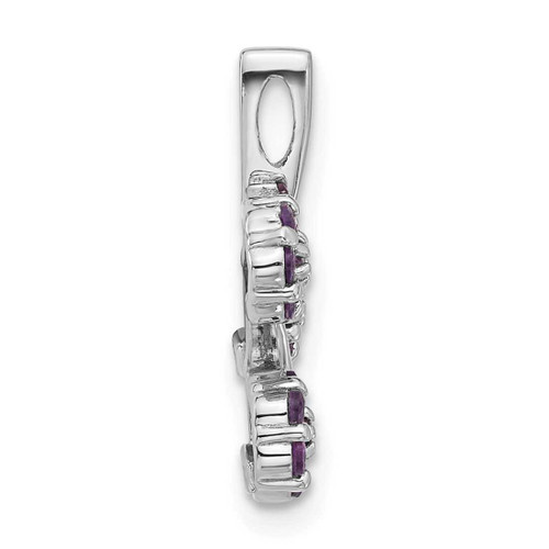 Image of Sterling Silver Rhodium-plated Amethyst Flowers Chain Slide Pendant