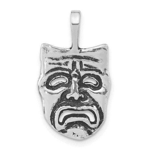 Image of Sterling Silver Polished & Antiqued Sad Face Mask Chain Slide Pendant