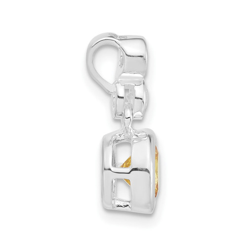Sterling Silver Polished Yellow & Clear CZ Circles Chain Slide Pendant