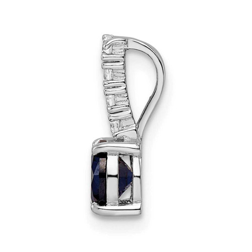 Image of Sterling Silver Polished Rhodium-plated Created Blue Spinel and CZ Pendant