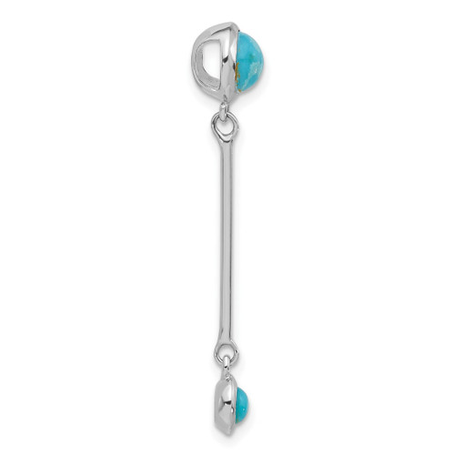 Image of Sterling Silver Rhodium-plated Simulated Turquoise Drop Chain Slide Pendant