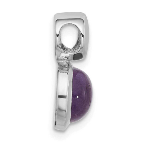 Image of Sterling Silver Rhodium-plated Brushed and Polished Amethyst Chain Slide Pendant