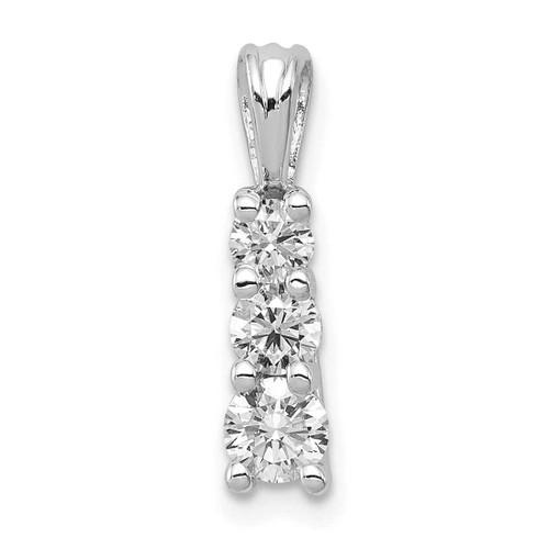 Image of 14k White Gold AA Diamond Small Three Stone Pendant