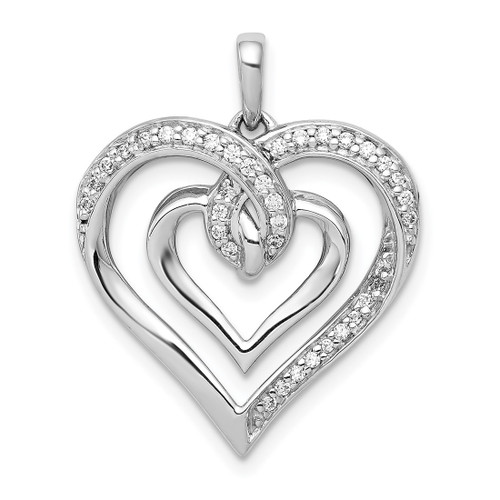 14k White Gold 1/6ctw Diamond Entwined Heart Pendant