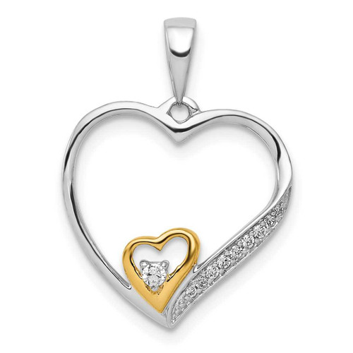 Image of 14k Two-tone Gold 1/20ctw Diamond Double Heart Pendant