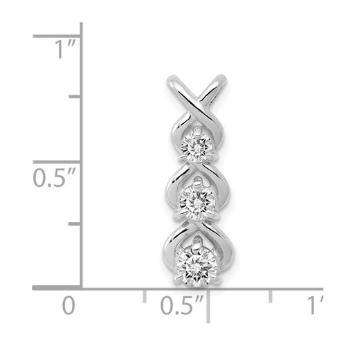 Image of 14k White Gold AA Diamond 3 Stone Criss-Cross Chain Slide Pendant