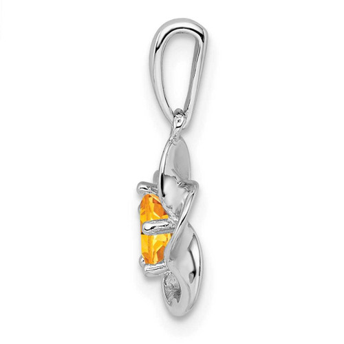 Image of Sterling Silver Rhodium-plated Floral Citrine Pendant QBPD31NOV