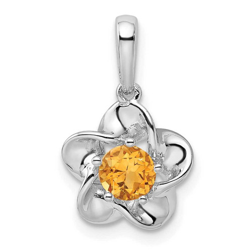 Image of Sterling Silver Rhodium-plated Floral Citrine Pendant QBPD31NOV