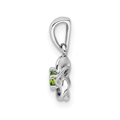 Image of Sterling Silver Rhodium-plated Floral Peridot Pendant QBPD30PE
