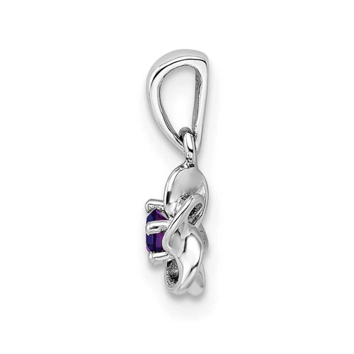 Image of Sterling Silver Rhodium-plated Floral Amethyst Pendant QBPD30AM