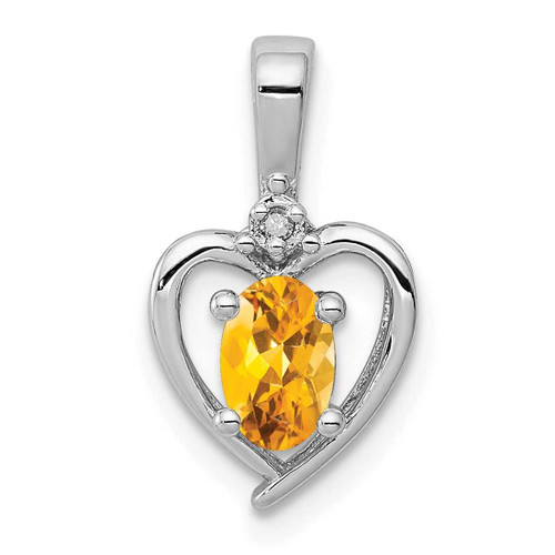 Image of Sterling Silver Rhodium-plated Citrine & Diamond Pendant QBPD19NOV