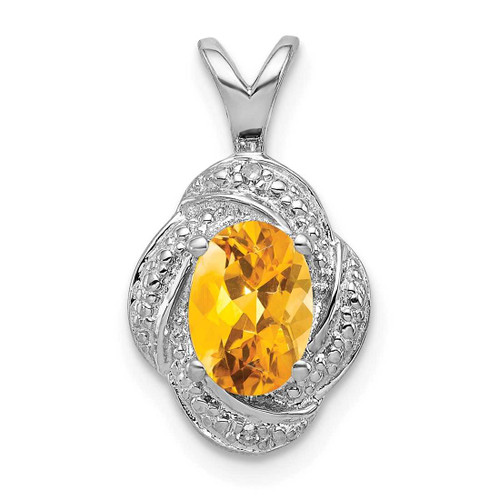 Image of Sterling Silver Rhodium-plated Diamond & Citrine Pendant QBPD12NOV