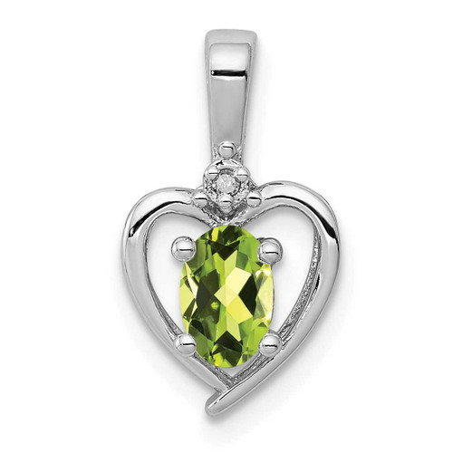 Image of Sterling Silver Rhodium-plated Peridot & Diamond Pendant QBPD19AUG