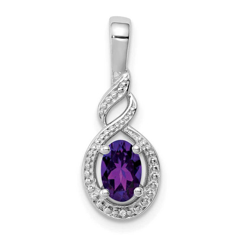 Image of Sterling Silver Rhodium-plated Amethyst & Diamond Pendant QBPD18FEB