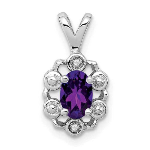 Image of Sterling Silver Rhodium-plated Amethyst & Diamond Pendant QBPD22FEB