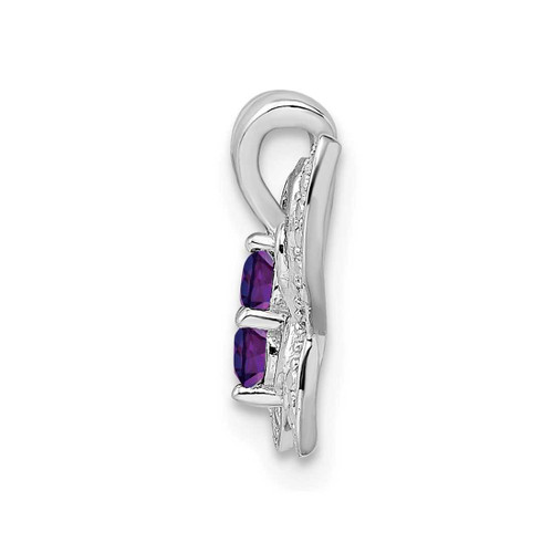 Image of Sterling Silver Rhodium-plated Amethyst & Diamond Pendant QP3147AM