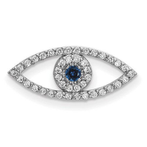 14k White Gold Small Diamond and Sapphire Evil Eye Pendant XP5040WS/A