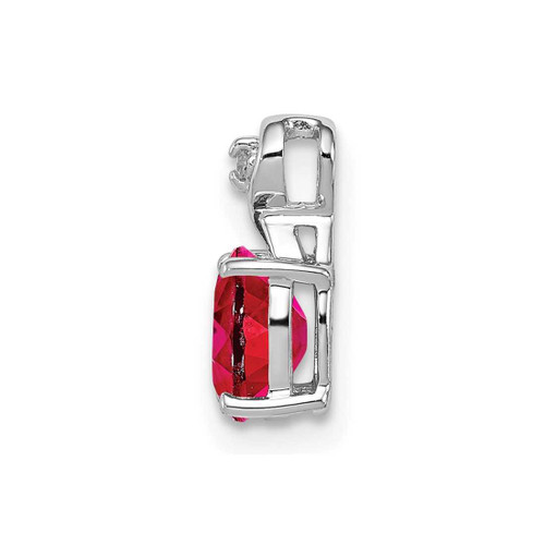 Image of Sterling Silver Rhodium-plated Diamond & Ruby Oval Pendant QP2984R