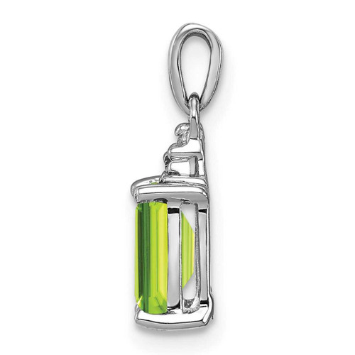 Image of Sterling Silver Rhodium-plated Peridot and Diamond Pendant QDX817