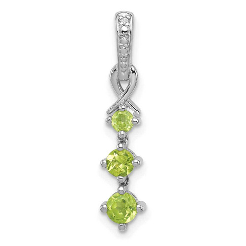 Image of Sterling Silver Rhodium-plated Peridot and Diamond Pendant QP3101PE